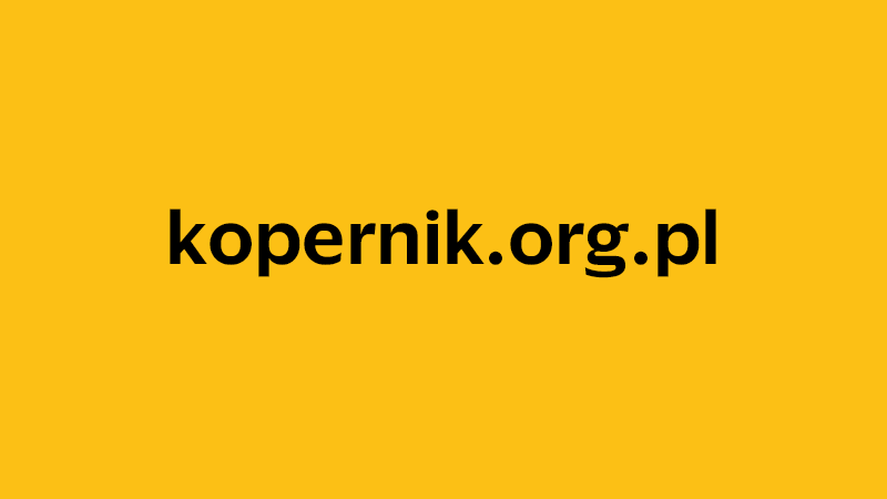 yellow square with company website name of kopernik.org.pl