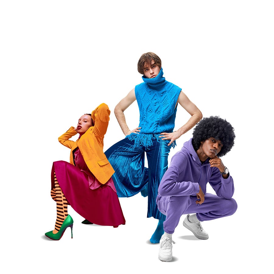 3 people posing dressed in fashion