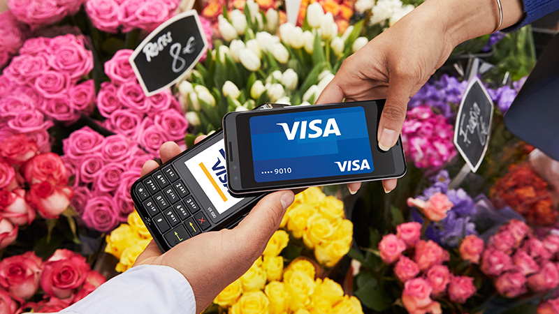 Paying for flowers with contactless card