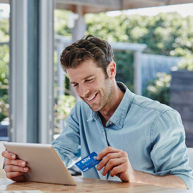 man using card