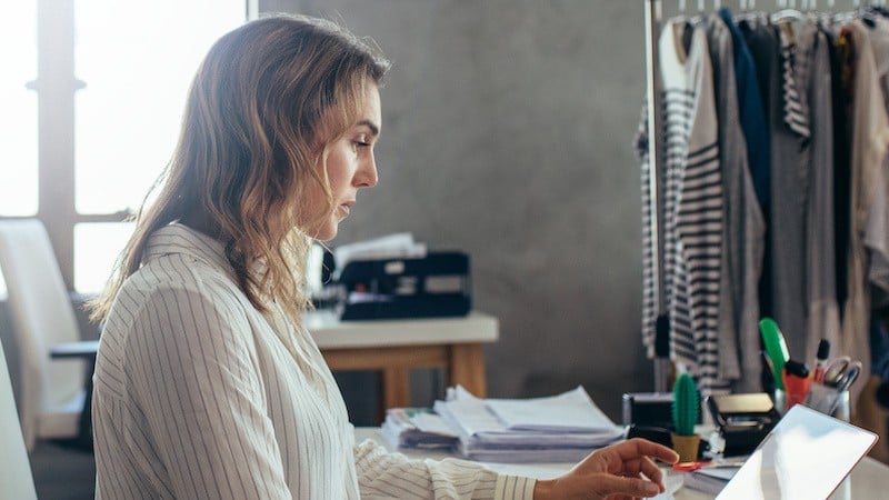 woman using laptop