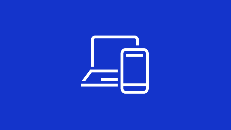 laptop and mobile icon on blue background