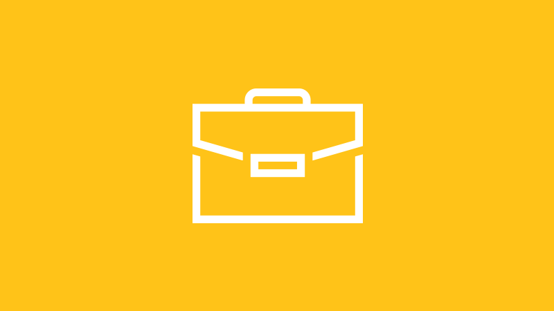 suitcase icon on yellow background