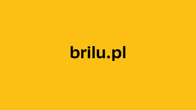 yellow square with company website name of brilu.pl