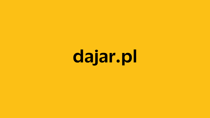 yellow square with company website name of dajar.pl