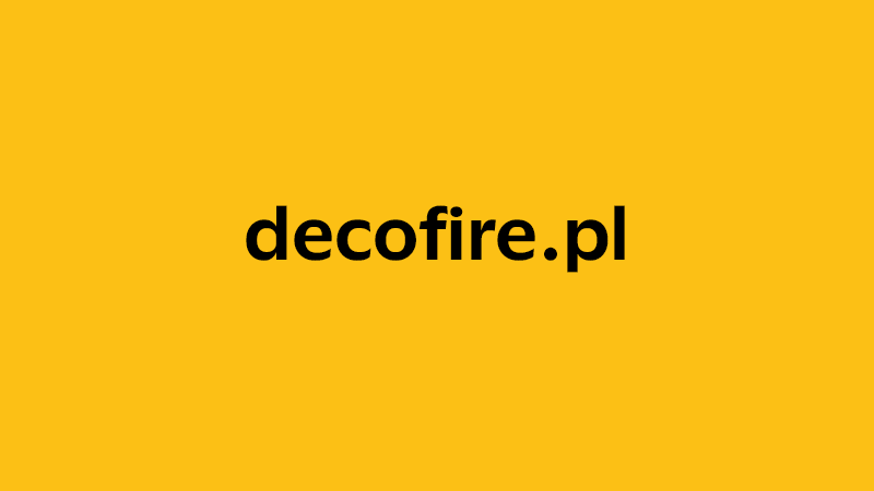 yellow square with company website name of decofire.pl