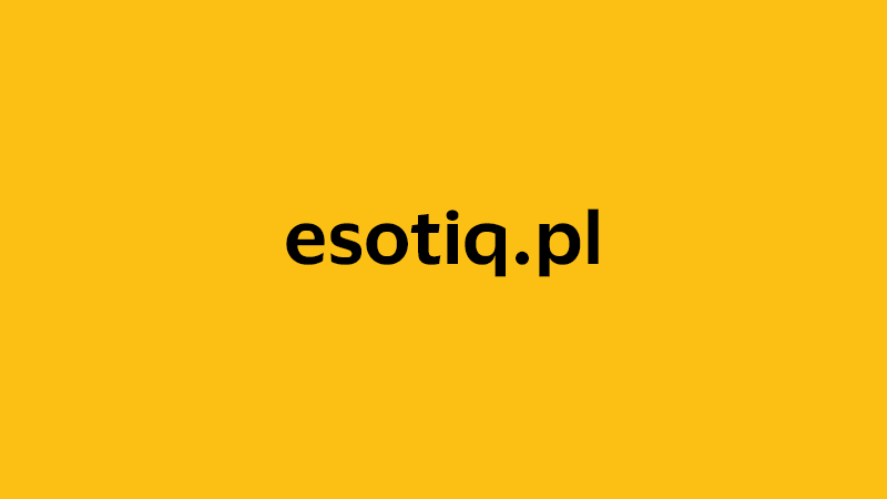 yellow square with company website name of esotiq.pl