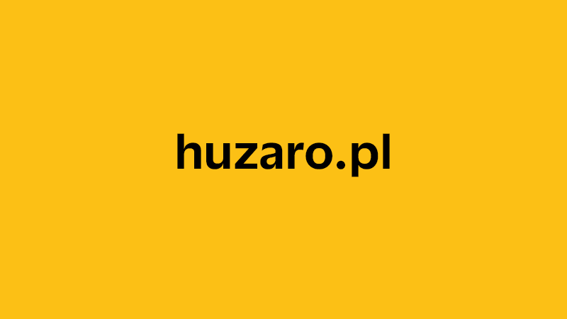 yellow square with company website name of huzaro.pl