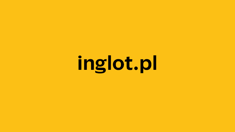 yellow square with company website name of inglot.pl