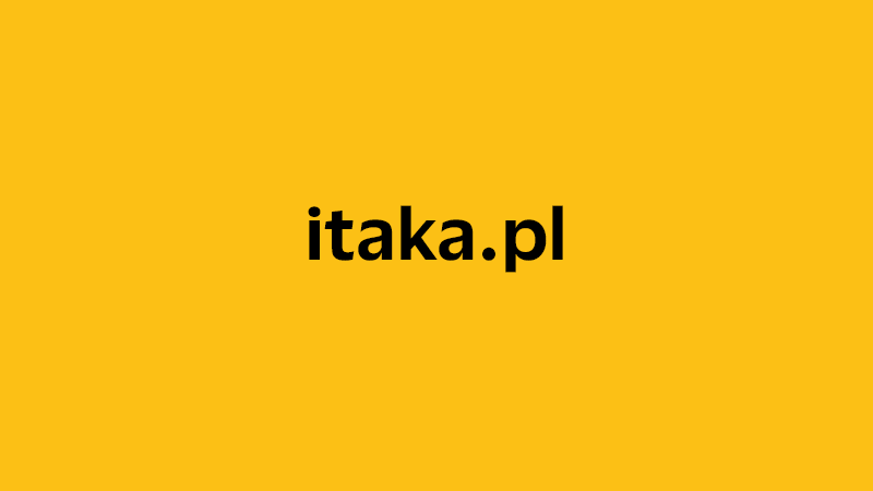 yellow square with company website name of itaka.pl