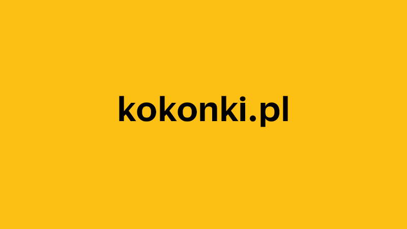 yellow square with company website name of kokonki.pl