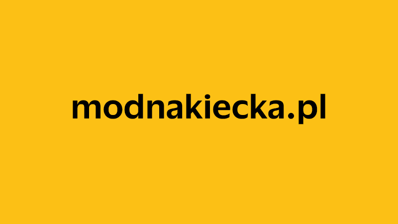 yellow square with company website name of modnakiecka.pl
