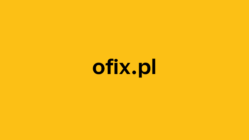 yellow square with company website name of ofix.pl