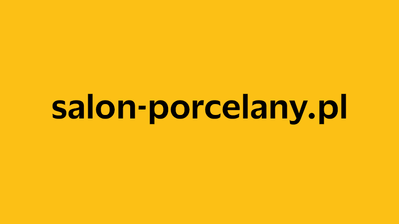 yellow square with company website name of salon-porcelany.pl