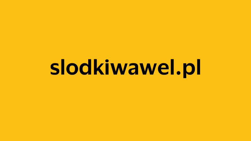 yellow square with company website name of slodkiwawel.pl
