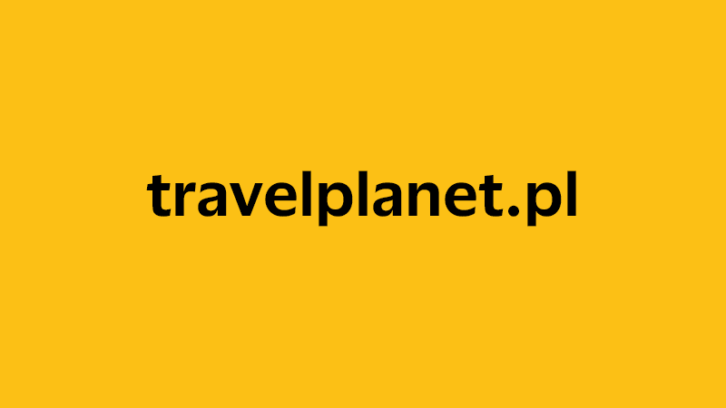 yellow square with company website name of travelplanet.pl