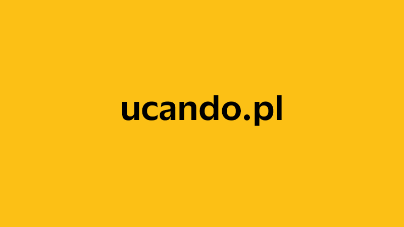 yellow square with company website name of ucando.pl
