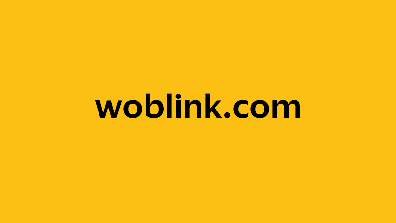 yellow square with company website name of woblink.com